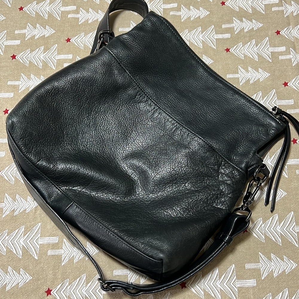 Margot Mickey Double Zip Versatile Hobo crossbody in Black Leather - Picture 2 of 15
